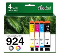 KINGJET 924 cartucce d'inchiostro compatibili con cartucce 924 multipack per OfficeJet Pro 8120 OfficeJet Pro 8122e 8124e 8125e 8134e 8135e 8132e All-in-One (senza chip)