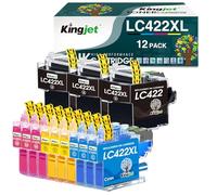 KINGJET LC422XL LC422 XL Cartucce compatibili con Brother LC422 LC422XL LC-422XLVAL per cartucce Brother mfc-j5340dw, MFC-J5740DW MFC-J6940DW MFC-J5345DW MFC-J6540DW (confezione da 12)