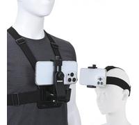 KINGKI Kit di supporto per cinghia toracica per telefono cellulare per POV/VLOG, clip per telefono cellulare compatibile con iPhone, Samsung, GoPro Hero 12, 11, 10, 9, 8, AKASO, DJI Osmo e Action