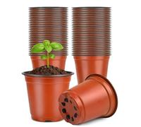 KINGLAKE 100 vasi di plastica per Piante, Fiori e per la Semina, di 10 cm di Diametro, Perfetti per Il Giardinaggio