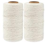 KINGLAKE 2 x 100 m di spago in cotone beige, 2 mm, per macellai, cucina, panettiere, per cucinare carne, artigianato, confezioni regalo, giardinaggio