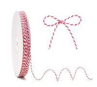 KINGLAKE Cordino di cotone rosso e bianco, 2 mm 100 m di corda per pasticceri natalizi, per confezioni regalo, artigianato, decorazioni natalizie, cucina cucina carne, palline da appendere