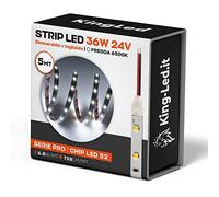 KingLed - Striscia Led Pro High Performance 5 metri 36W 4000 Lumen Luce Fredda 6500K IP20 24V Larghezza 8 mm 300 Led Cod SNG3027
