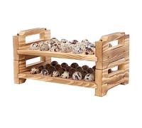 KingLin Porta uova in legno di quaglia, a 2 ripiani, impilabili per 48 uova fresche, organizer per uova di quaglia, decorazione rustica da cucina, porta uova