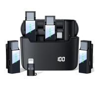 Kinglucky Microfono lavalier wireless per smartphone Android iPhone 15 tipo C, 4 canali 4TX omnidirezionale riduzione del rumore funzione mute microfoni da bavero per registrazione video interviste