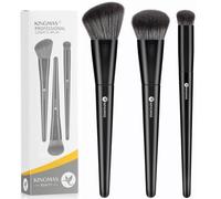 KINGMAS Kabuki - Set di 3 pennelli angolati per fondotinta, correttore e contorno occhi e fard, per viso, blush, bronzer, da viaggio, per sfumare il contorno e sfumare liquidi