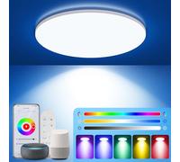 KingMile Lampada da soffitto a LED da 24 W, con telecomando, lampada LED RGB dimmerabile, sincronizzata con musica, controllo app e compatibilità con Alexa/Google Assistant Round