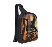 KINGNOYI Borsa a tracolla leggera per chitarra strumentale con tracolla regolabile a doppia tasca borsa a tracolla impermeabile zaino leggero a tracolla, nero, Taglia unica