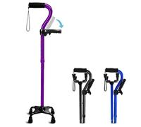 KingPavonini Bastone da Passeggio Regolabile per Uomini & Donne, Base a 4 Punte per Stabilità - Bastone Pieghevole per Anziani con Manico Spostato Imbottito di Schiuma & Secondo Manico per Alzarsi