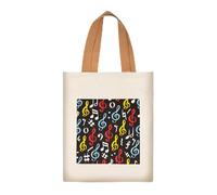 KingPoint Borsa a Tracolla con Note Musicali - Borsa per la Spesa di Grande Capacità - Borse Casual in Velluto per Amanti della Musica