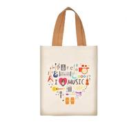 KingPoint Borsa con note musicali, borsa a tracolla, borsa per la spesa, grande capacità, borsa casual in velluto per gli amanti della musica, Note musicali Hangbag-d
