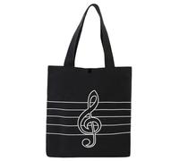 KingPoint Music High note chiave di violino modello canvas shopper drogheria bambini studenti riutilizzabili Tote libri snack food pranzo cena box Black