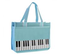 KingPoint Piano Key Music Note Borsa a mano Musica Tema Tote Borsa Musica Borsa a Tracolla Multiuso per Shopping, Chiavi per pianoforte blu chiaro