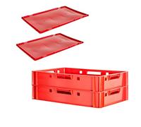 Kingpower Scatola carne E1 con coperchio scatola macelleria rossa scatola carne scatola scatola carne scatola Eurobox cassetta per alimenti 60 x 40 selezione, numero:2