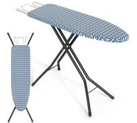KINGRACK Asse da stiro pieghevole con ripiano, asse da stiro con funzione regolabile in altezza, stabile supporto con rivestimento extra spesso e gambe metalliche, 33 x 110 cm, Blu