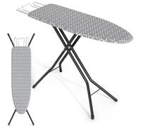 KINGRACK Asse da stiro pieghevole con ripiano, asse da stiro con funzione regolabile in altezza, stabile supporto con rivestimento extra spesso e gambe metalliche, 33 x 110 cm,Grigio