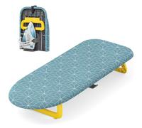 KINGRACK Asse da stiro pieghevole da tavolo, piccolo asse da stiro pieghevole, compatto e portatile, con supporto da stiro e corda da appendere, 31 x 81 cm, azzurro