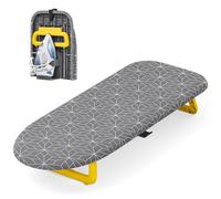 KINGRACK Asse da stiro pieghevole da tavolo, piccolo asse da stiro pieghevole, compatto e portatile, con supporto da stiro e corda da appendere, 31 x 80 cm, grigio