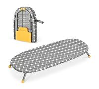 KINGRACK Asse da stiro pieghevole, piccolo asse da stiro, pieghevole, portatile, con piedini antiscivolo, per uso domestico, 31 x 82 cm, giallo