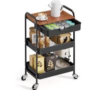KINGRACK Carrello 3 Livelli con Piano, Nero