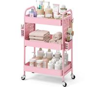 KINGRACK Carrello 3 Livelli Ruote, Rosa