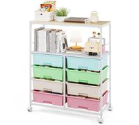 KINGRACK Carrello con 8 cassetti e ruote, con ripiani aperti e ruote bloccabili, ideale per uffici, sale artigianali o aule (colorato)