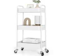 KINGRACK Carrello cucina 3 piani rotelle, bianco