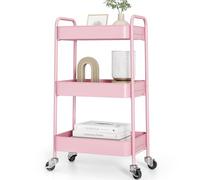 KINGRACK Carrello cucina 3 piani rotelle, rosa
