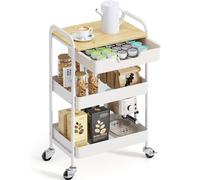 KINGRACK Carrello Cucina 3 Ripiani, Bianco
