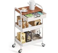 KINGRACK Carrello Cucina 3 Ripiani, Bianco