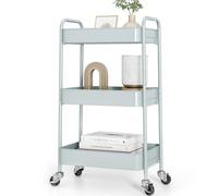 KINGRACK Carrello da cucina, carrello a rotelle a 3 piani, in metallo, con ruote, maniglie, per ufficio, salone, tutti i veicoli per cucina, bagno, cosmetici, senza viti, facile da montare (verde)