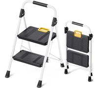 KINGRACK Scaletta 2 Gradini, Scala Pieghevole con Blocco di Sicurezza