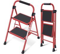 KINGRACK Scaletta a 2 gradini Scaletta a gradini Scaletta da cucina pieghevole a 2 gradini con antiscivolo e pedale largo Piccola scaletta a grad