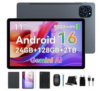 KINGRID Tablet da 10 pollici, Android 15, 24 GB + 256 GB/2 TB, 1280 x 800 Pixel, WiFi 6, BT 5.0, Gemini Ai, Smart Tab con tastiera, mouse, custodia e penna, scheda migliore per guardare la TV