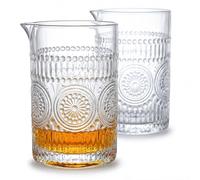 Kingrol Confezione da 2 bicchieri da cocktail da 750 ml, resistenti brocche per mescolare cocktail, bicchieri trasparenti per mescolare, design in rilievo fantasia