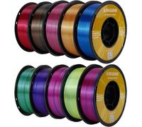 Kingroon Filamento PLA, filamento PLA in seta Tri Color, 10 rotoli, bobina da 10 kg, 1,75 mm, precisione dimensionale +/- 0,03 mm, 10 diversi colori