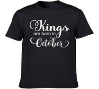 Kings Born in Month September October Men T Shirts Harajuku Graphic Birthday Party Gift Black M