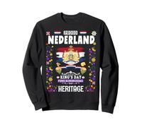 King's Day Koningsdag Tulipano Idea per donne Corona Bandiera olandese Felpa