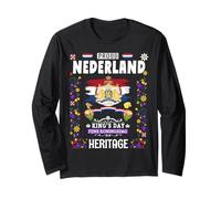 King's Day Koningsdag Tulipano Idea per donne Corona Bandiera olandese Maglia a Manica