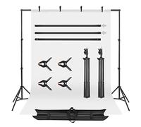 KingSaid Supporto per sfondo fotografico, 2 x 2 m, regolabile, per studio fotografico, stabile, con sfondo bianco, borsa per il trasporto e 4 morsetti per ritratto fotografia del prodotto