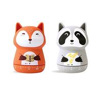 kingsea Simpatico timer da cucina con animali, timer meccanico per bambini 60 minuti per cucinare, leggere, studiare, decorare la casa (volpe rossa e piccolo procione)