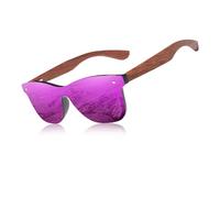KINGSEVEN Bubinga Occhiali da Sole Polarizzati Retro Vintage Design Elegante per Uomo Donna, Lenti A Specchio B5510 (Viola)
