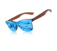 KINGSEVEN Bubinga Occhiali da Sole Polarizzati Retro Vintage Design Elegante per Uomo Donna, Lenti A Specchio B5510 (Blu)