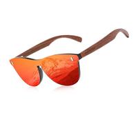 KINGSEVEN Bubinga Occhiali da Sole Polarizzati Retro Vintage Design Elegante per Uomo Donna, Lenti A Specchio B5510 (Arancia)