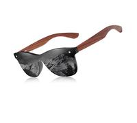 KINGSEVEN Bubinga Occhiali da Sole Polarizzati Retro Vintage Design Elegante per Uomo Donna, Lenti A Specchio B5510 (Nero)