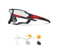 KINGSEVEN Occhiali da Ciclismo per Uomo Donna Bicicletta Sport MTB Occhiali da sole per Bici da Strada Lenti Fotocromatiche LS-911 (Rosso fotocromatico)