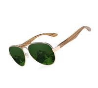 KINGSEVEN Occhiali da Sole in Legno Fatti a Mano Occhiali da Uomo Polarizzati Protezione UV400 Occhiali a Specchio Aste in Legno Z5518 (Verde)