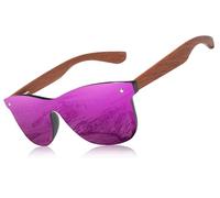 KINGSEVEN Occhiali da sole in legno per uomo e donna I Occhiali da sole polarizzati unisex con ganci in legno di noce I protezione UV400 I Lenti a specchio alla moda senza montatura I viola, viola., m