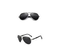 KINGSEVEN occhiali da sole pilota polarizzati, grigio/argento-nero