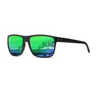 KINGSEVEN Occhiali da sole polarizzati alla moda per uomini e donne lenti a specchio per camminare guida UV400 Protection755-2, nero/verde., Medium